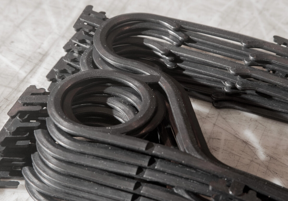 Closeup of a stack of heat exchanger gaskets