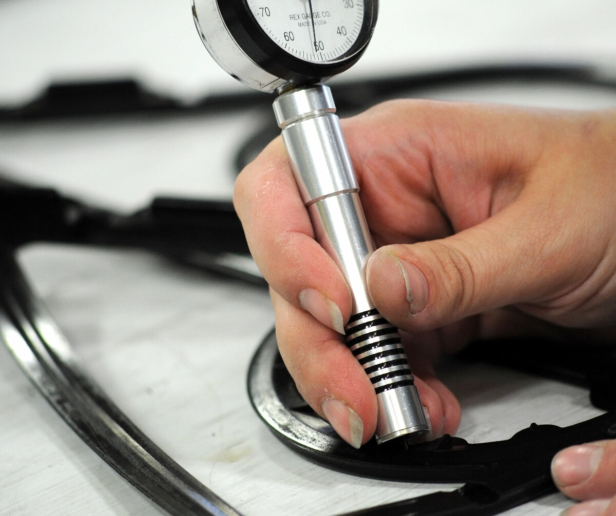 Gasket being tested with a small tool